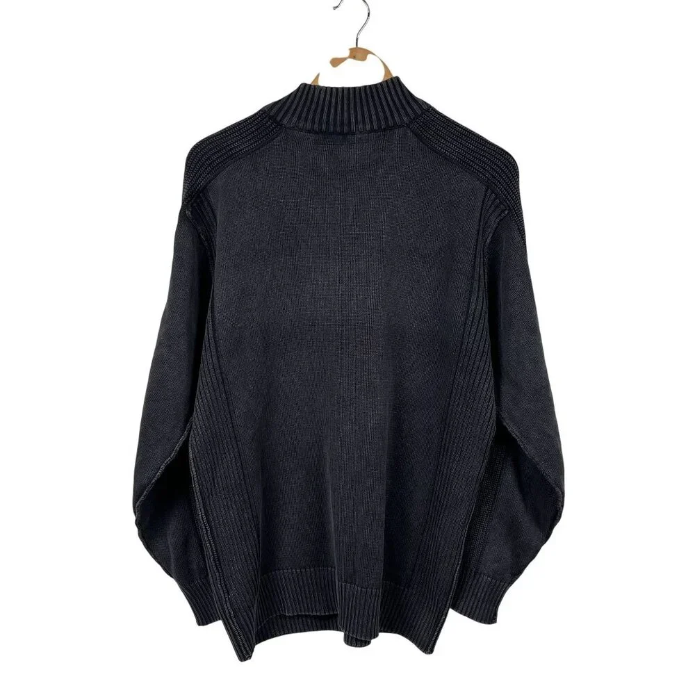 BKE 1/4 Zip Sweater Mens‎ XL Athletic Fit Black 100% Cotton Winter